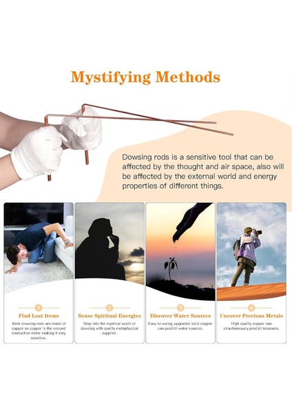 Saf Bakır Çubuklar - 2 Adet, Sarkaçlı ve Su Için Kehanet Matlı Kehanet Çubukları (Çanta ve Eldivenlerle Birlikte) (Yurt Dışından) fırsatları