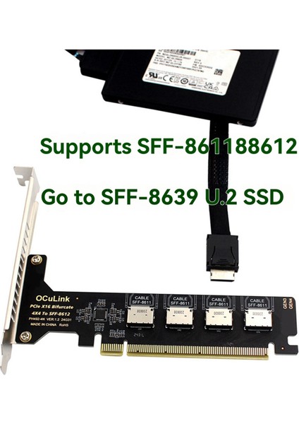 Pcı-E X16 Bölünmüş 4 Portlu Oculink Genişletme Kartı SFF8611 ve 8612 Nvme Pcıe Katı Hal Sürücü Adaptörü Anakart Genişletmesi Için (Yurt Dışından) fırsatları