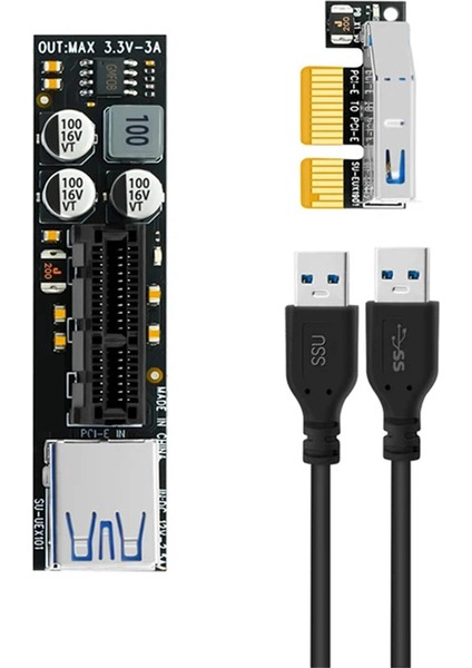 Pcıe Yükseltici Kablo Tam Hızlı USB 3.0 Pcı Express X1 - X1 Uzatma Kablosu Adaptör Kartı Dönüştürücü Güç Modülü ile Pc Için (Yurt Dışından) fiyatları