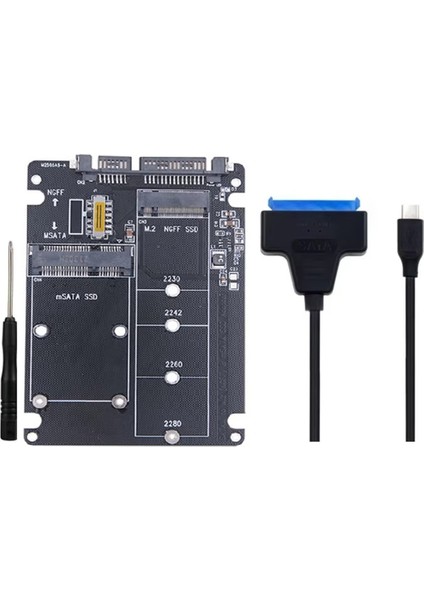 Msata - USB Adaptörü Msata Muhafazası M.2 Ngff Msata SSD - Sata 3.0 Adaptörü Yükseltici Kart M.2 Kutusu Kablosu (Yurt Dışından)