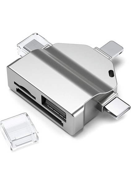 Çok Işlevli 7'si 1 Arada Kart Okuyucu USB 2.0 Tip C - Sd Adaptörü USB Flash Okuyucu Pc Dizüstü Bilgisayar Aksesuarları Gri (Yurt Dışından)