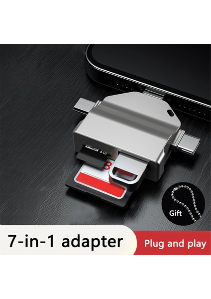 Çok Işlevli 7'si 1 Arada Kart Okuyucu USB 2.0 Tip C - Sd Adaptörü USB Flash Okuyucu Pc Dizüstü Bilgisayar Aksesuarları Gri (Yurt Dışından) modelleri