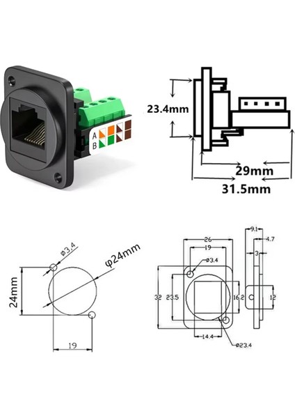 RJ45 CAT5E Ağ Kablosu Soketi RJ45 Panel Kurulum Modülü Ağ Kablosu Genişletici Cat 5 Panel Konnektörü (Yurt Dışından) indirimleri
