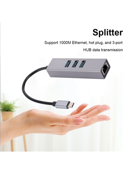 1000MBPS Ethernet Adaptörü Type-C - RJ45 4 In1 Hub 3 Port Usb3.0 5gbps Otg Ayırıcı Lan Ağ Kartı Dizüstü Bilgisayarlar Için (Yurt Dışından) fiyatları