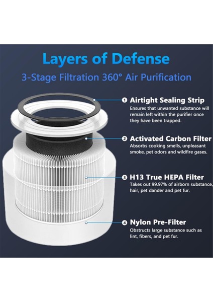 Levoıt Core 300, Core 300S ve Core 300-P Hava Temizleyici Için Core 300 Yedek Filtre, H13 Hepa Filtre Değişimi (Yurt Dışından) modelleri