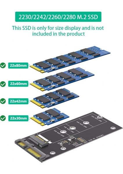 M.2 - Sata Adaptör Kartı M.2 Ngff - Sata B Anahtar SSD Dönüştürücü Ngff M.2 2280 2260 2242 2230 SSD Için (Yurt Dışından) fırsatları