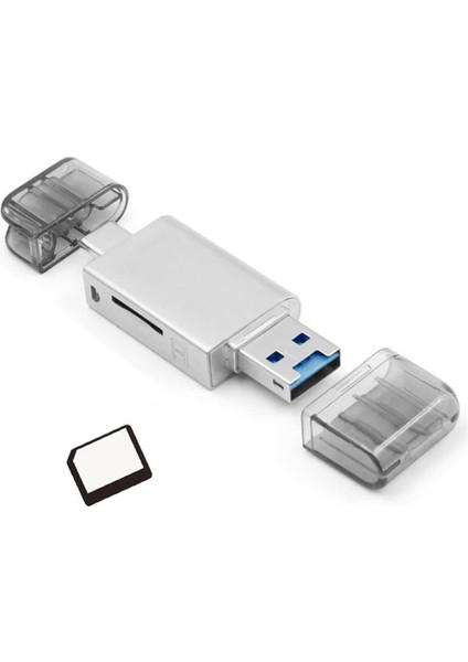 Nano Hafıza Kartı ve Tf Sd Karttan USB C ve USB 2.0 Kart Okuyucu Adaptörü Tak ve Çalıştır (Yurt Dışından)