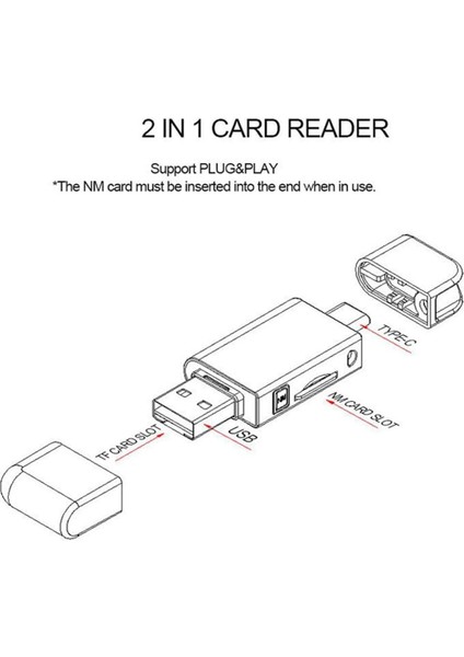 Nano Hafıza Kartı ve Tf Sd Karttan USB C ve USB 2.0 Kart Okuyucu Adaptörü Tak ve Çalıştır (Yurt Dışından) fiyatları
