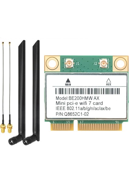 Wifi 7 Pcı-E Wifi Kartı BE200 BE200HMW 8774MBPS 2.4g/5g/6ghz Bluetooth 5.4 802.11BE Ağ Adaptörü Harici Anten (Yurt Dışından)