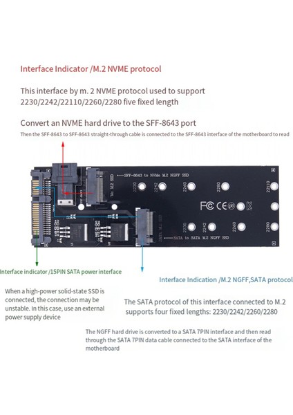 Ngff M-Key - Slimline Sas Nvme Pcıe 22PIN Sata Adaptörü SSD Dönüştürücü - Dizüstü Masaüstü Anakartına Uygun (Yurt Dışından) fiyatları