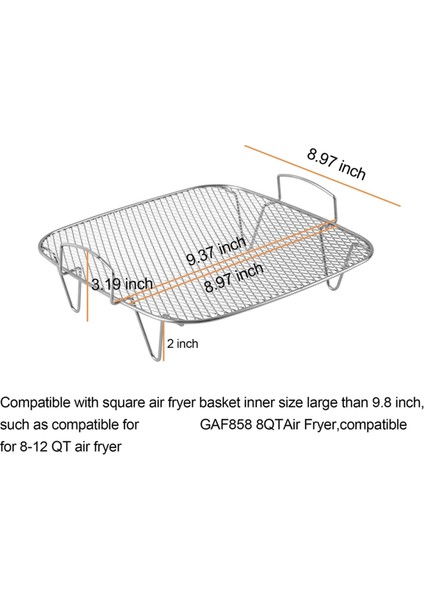 9,37 Inçlik Hava Fritözü Tutucu, Katmanlı Kurutma Rafı, Tost Rafı, 8 Ila 12 Qt Hava Fritözü Için Paslanmaz Çelik Aksesuarlar (Yurt Dışından) fırsatları