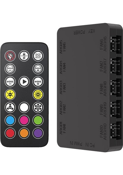 Argb Soğutma Fanı Hub'ı 10 Portlu 4 Pin 5 V-3 Pin Fan Kontrol Cihazı Manyetik Bilgisayar Kasası Aydınlatma Pwm Fan Ayırıcı Siyah (Yurt Dışından) modelleri