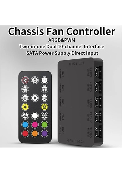 Argb Soğutma Fanı Hub'ı 10 Portlu 4 Pin 5 V-3 Pin Fan Kontrol Cihazı Manyetik Bilgisayar Kasası Aydınlatma Pwm Fan Ayırıcı Siyah (Yurt Dışından) fırsatları