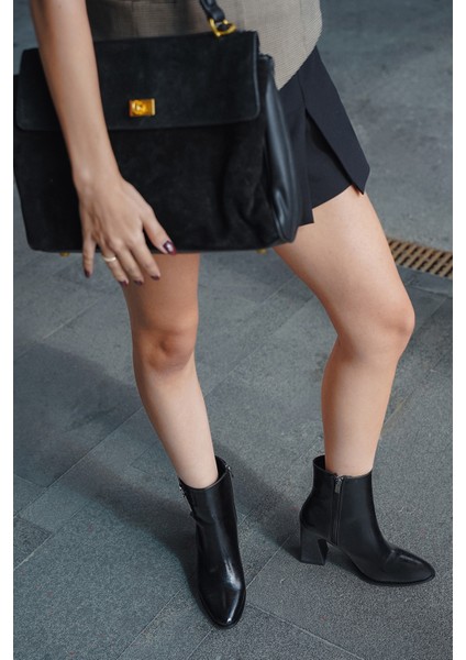 Kadın Kalın Topuklu Tokalı Topuklu Bot Linate Siyah fiyatları