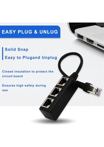 RJ45 Ethernet Ayırıcı Kablo 1 Erkek - 3 Dişi Lan Portlu Ethernet Ayırıcı Adaptörü Cat5 CAT5E Cat6 Cat7 (Yurt Dışından) fiyatları