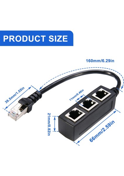 RJ45 Ethernet Ayırıcı Kablo 1 Erkek - 3 Dişi Lan Portlu Ethernet Ayırıcı Adaptörü Cat5 CAT5E Cat6 Cat7 (Yurt Dışından) modelleri