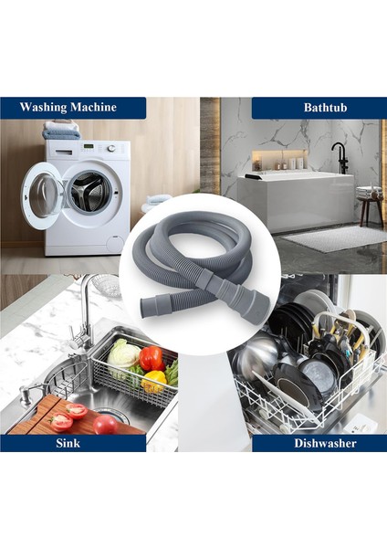 6,5 Ft Çamaşır Makinesi Tahliye Hortumu Uzatma Kiti - Çamaşır Makinesi, Bulaşık Makinesi ve Nem Alma Cihazı Için Evrensel, U Braketli, Adaptörlü (Yurt Dışından) indirimleri