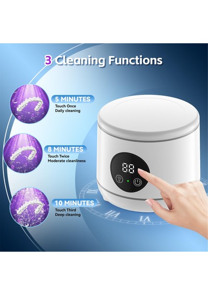 Ultrasonik Retainer Temizleyici, Ağız Koruyucuları, Diş Telleri, Diş Fırçası Başlıkları, Takı, Yüzük ve Ab Fişi Için 45KHZ Protez Temizleme Makinesi (Yurt Dışından) modelleri