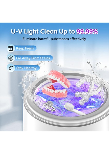 Ultrasonik Retainer Temizleyici, Ağız Koruyucuları, Diş Telleri, Diş Fırçası Başlıkları, Takı, Yüzük ve Ab Fişi Için 45KHZ Protez Temizleme Makinesi (Yurt Dışından) fırsatları