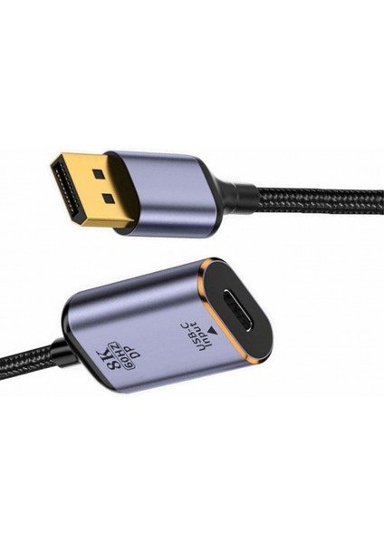 Usb-C - Displayport Adaptör Dönüştürücü Usb-C Tip C Dişi Kaynak - Displayport 1.4 Lavabo Hdtv Kablosu 8K@60hz Tablet Için (Yurt Dışından)