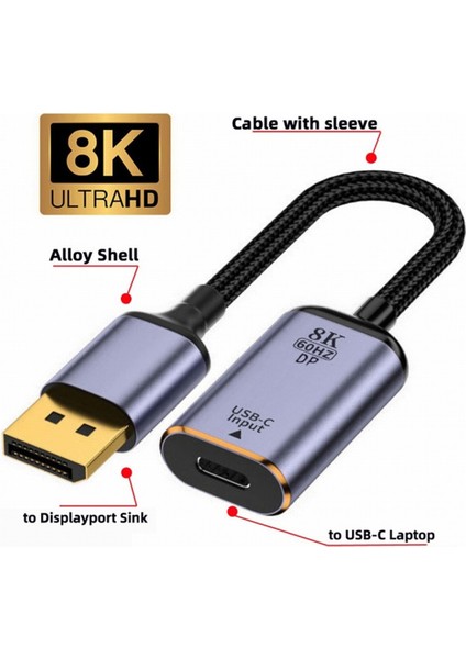 Usb-C - Displayport Adaptör Dönüştürücü Usb-C Tip C Dişi Kaynak - Displayport 1.4 Lavabo Hdtv Kablosu 8K@60hz Tablet Için (Yurt Dışından) fiyatları