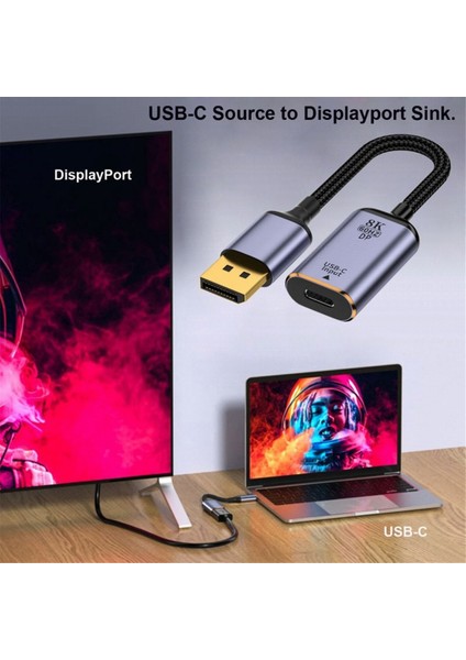 Usb-C - Displayport Adaptör Dönüştürücü Usb-C Tip C Dişi Kaynak - Displayport 1.4 Lavabo Hdtv Kablosu 8K@60hz Tablet Için (Yurt Dışından) modelleri