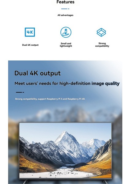 Raspberry Pi Mikro HDMI Uyumlu - HDMI Uyumlu Modül Çift 4K Çıkışlı Raspberry Pi 5/4b ile Uyumlu (Yurt Dışından) indirimleri