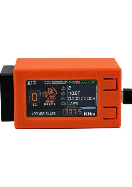 Nmminer Nerdminer 307KH/S Btc Solo Piyango Madencisi 1,91 Inç Renkli Ekranlı Bitcoin Btc Madencisi Nerd Miner Soğutma Fanlı (Yurt Dışından)