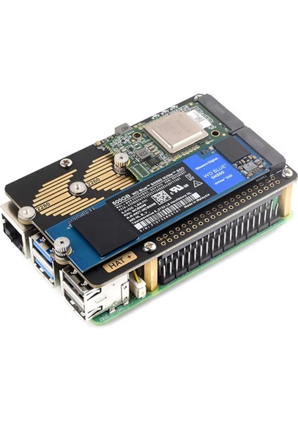 Raspberry Pi 5 Pcıe - 2ch M.2 Hat (B) Uyumlu 2280 Nvme M.2 SSD Hat 16P Kablo 5 Gbps Veri Hızı ve Soğutucu ile (Yurt Dışından) fırsatları