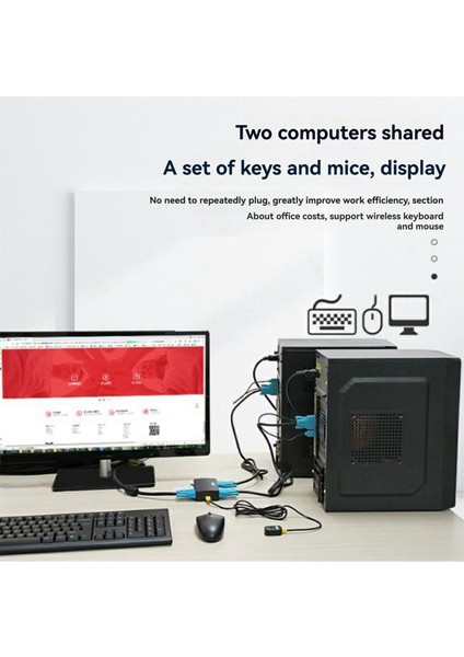 Portlu VGA Kvm Anahtarı Iki Girişli-Bir Çıkışlı Masaüstü Kontrol Cihazı Paylaşımlı Klavye, Fare ve Monitör Seti (Yurt Dışından) indirimleri
