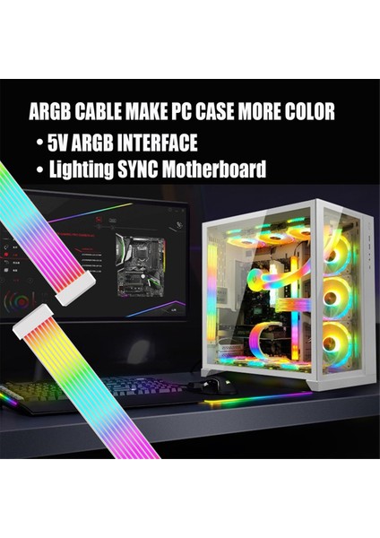 Pc Rgb Işık Şeridi, Psu Uzatma Kablosu, Gpu ve Anakart Pc Kabloları Için Işıklı LED Şerit Seti, 5V 3 Pinli Argb Senkronizasyon (Yurt Dışından) fırsatları