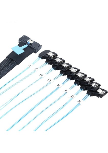 Mcıo 74P 8x 8ı Sas SFF-8654 8i Pcı-E Ultraport Slimline 5.0 - 8x Sata 7p 90 Derece Dişi Adaptör Kablosu 0,8 M (Yurt Dışından)