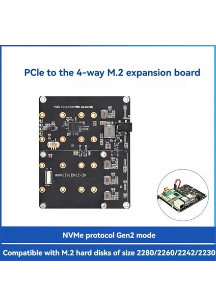 Raspberry Pi 5 Pcıe - 4-Ch M.2 Nvme SSD Adaptör Kartı Pı5 Için 2280/2260/2242/2230 M.2 Sabit Disklerle Uyumlu (Yurt Dışından) fiyatları