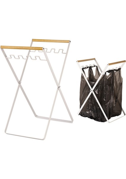 Ahşap Saplı Çöp Torbası Tutucu Taşınabilir Mutfak Çöp Ayıklama Rafı Kamp Için Ayrı Geri Dönüşüm Atık Kutusu (Yurt Dışından) indirimleri