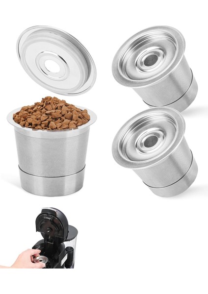 Ninja Dual Brew Kahve Makinesi Için 3'lü Yeniden Kullanılabilir Pod Paketi, Paslanmaz Çelik Yeniden Kullanılabilir K Pod Kalıcı K Kapsül Filtreleri (Yurt Dışından)