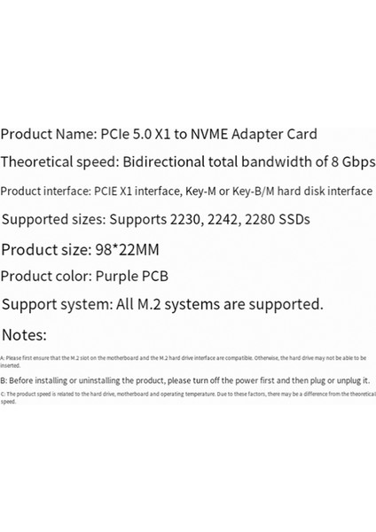 Pcıe 5.0 X1 - M2 Adaptör Kartı Nvme SSD Genişletme M-Key Arayüzü M2 Desteği Katı Hal Sürücüsü 8 Gbps (Yurt Dışından) indirimleri
