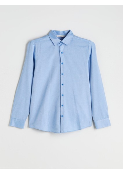 Yeni Sezon Önden Düğme Kapamalı Düz Uzun Kollu Erkek Gömlek