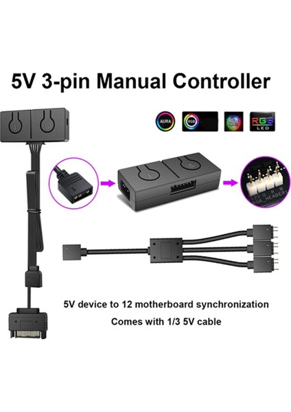 5V 3pin Argb'den 12V 4pin Rgb Dönüştürücü Işık Transfer Şasi Fan Dönüştürücü 3-Pin Rgb Anakart Için 3 Yollu Ayırıcı (Yurt Dışından) fırsatları