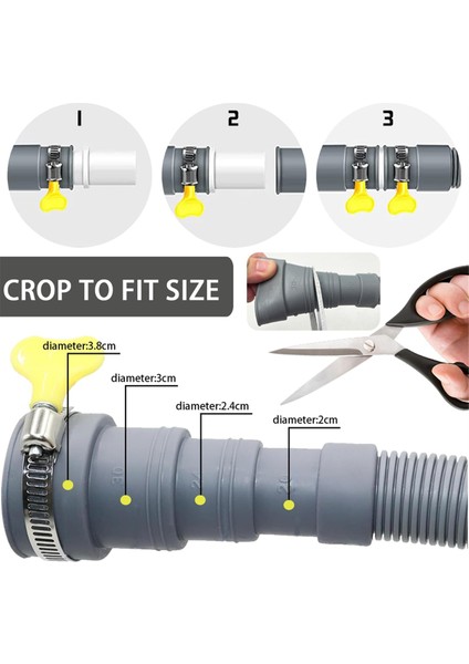 Mutfak Kullanımı Için Ideal, Braket, Bağlantı Parçası ve Kelepçeli Evrensel Çamaşır Makinesi Tahliye Hortumu Uzatma Kiti (Yurt Dışından) modelleri