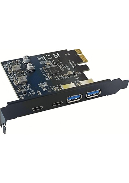 Portlu 5 Gbps Pcıe Kart Hub'ı USB 3.0 Pcı-E Kartı 2x USB A Portu + 2x Type-C Portu Bilgisayar Için USB Pcı-E Genişletme Kartı Adaptörü (Yurt Dışından)