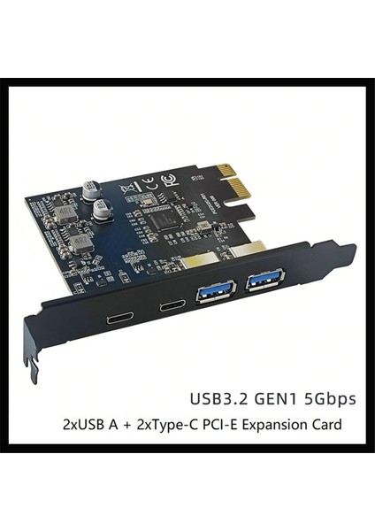 Portlu 5 Gbps Pcıe Kart Hub'ı USB 3.0 Pcı-E Kartı 2x USB A Portu + 2x Type-C Portu Bilgisayar Için USB Pcı-E Genişletme Kartı Adaptörü (Yurt Dışından) fiyatları
