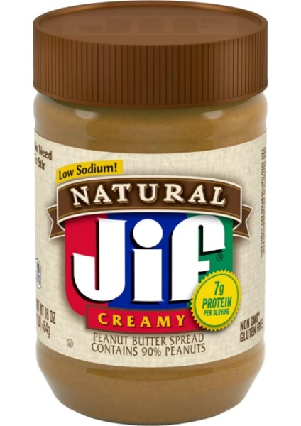 Natural Jif Creamy Peanut Butter 454 gr