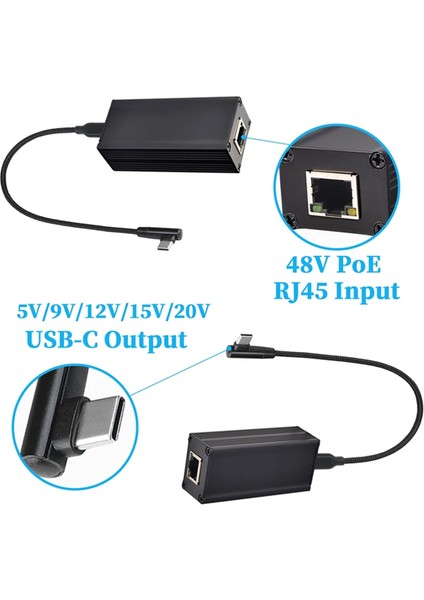 25W Poe - Typec Adaptör Dönüştürücü, Ethernet ile Poe - Usb-C Güç Çıkışı, 5V/9V/12V/15V/20V Uyarlanabilir Çıkış (Yurt Dışından) indirimleri