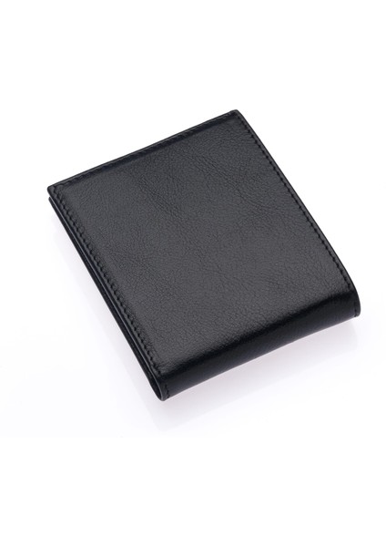 Hakiki Deri Kağıt Para ve Bol Kart Bölmeli ve Ekstra Kartlıklı Erkek Cüzdanı - Siyah