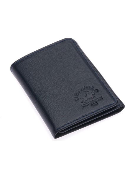 Hakiki Deri Kağıt Para ve Kart Bölmeli Unisex Cüzdan - Lacivert fiyatları