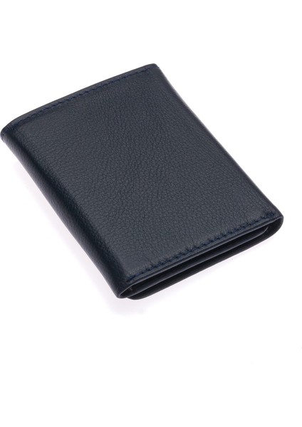 Hakiki Deri Kağıt Para ve Kart Bölmeli Unisex Cüzdan - Lacivert indirimleri