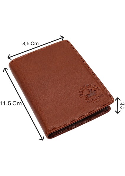 Agen Hakiki Deri Kağıt Para ve Bozuk Para Bölmeli Erkek Cüzdanı - Taba