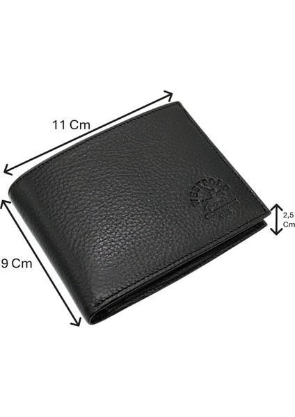 Hakiki Deri Bozuk Para ve Kart Bölmeli Erkek Cüzdanı - Siyah