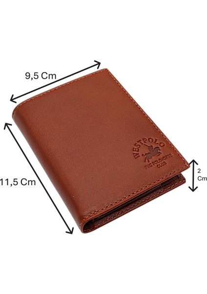 Hakiki Deri Bozuk Para ve Kart Bölmeli Içi Fermuarlı Erkek Cüzdanı - Taba