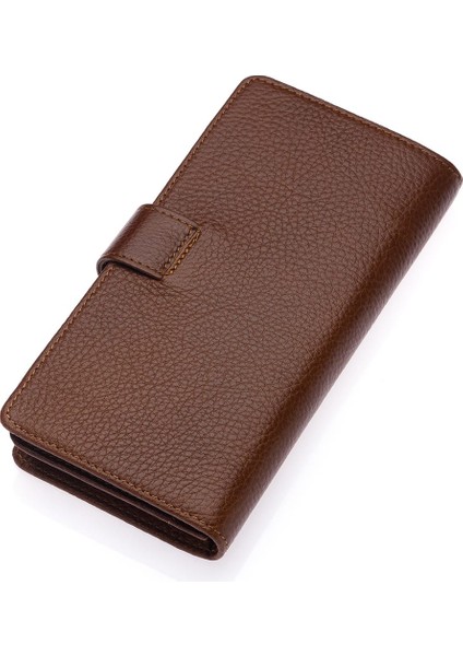 Hakiki Deri Kağıt Para, Bol Kart ve Telefon Bölmeli Unisex Uzun Cüzdan - Fındık fırsatları